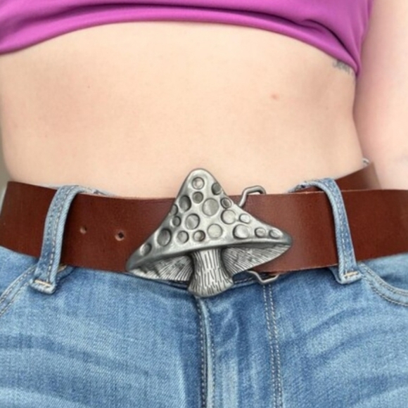 New Silver mushroom Belt buckle